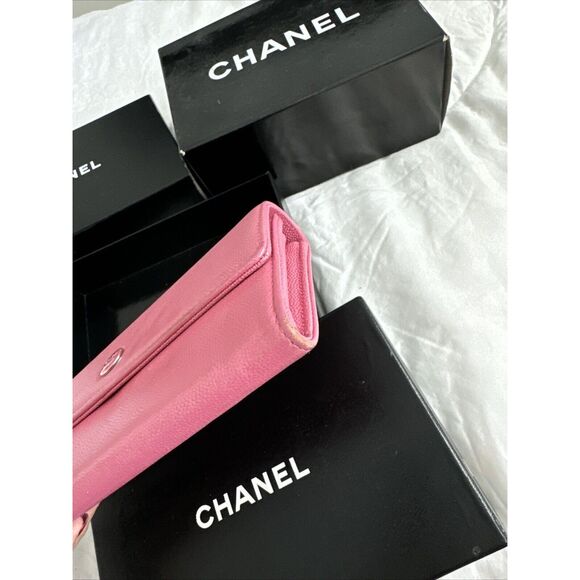 CHANEL Pink Caviar Leather Flap Wallet W/box - Picture 3 of 16